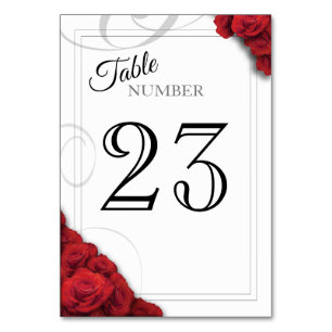 Red Roses and Swirl Table Number