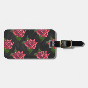 Red Roses Art Pattern Luggage Tag