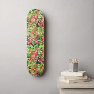 Red roses art skateboard