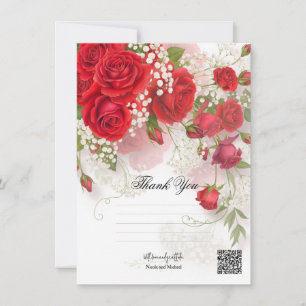 Red Roses & Babys Breath Elegant Floral Wedding  Invitation