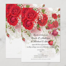 Red Roses & Babys Breath Elegant Floral Wedding