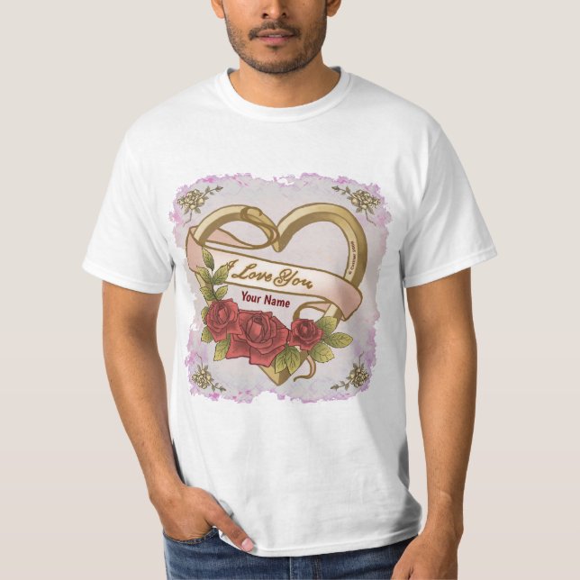 Red Roses Bevel Heart  t-shirts (Front)