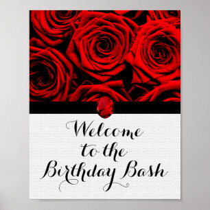 Red Roses Birthday Poster