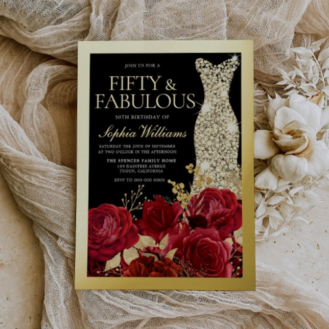 Red Roses & Black 50th Birthday Gold (Creator Uploaded)