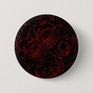 Red Roses Black Background 6 Cm Round Badge