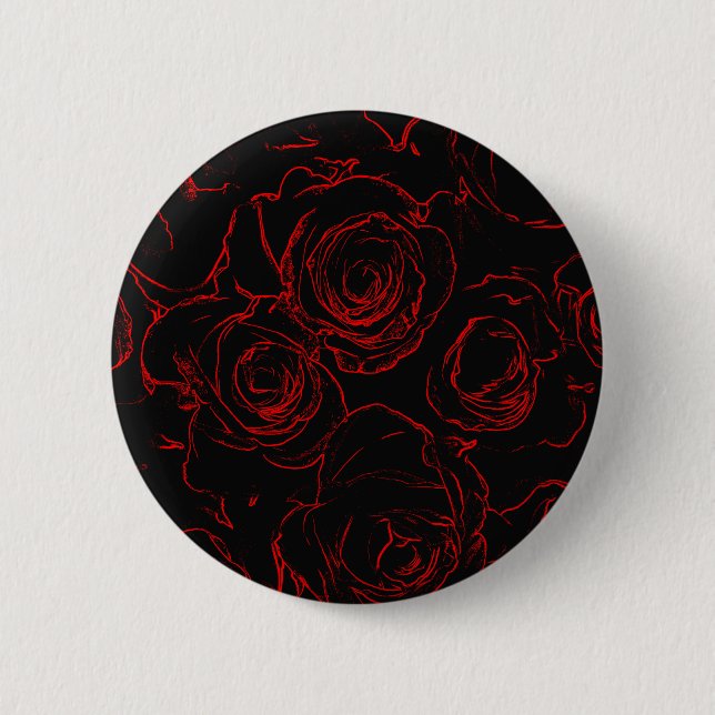 Red Roses Black Background 6 Cm Round Badge (Front)