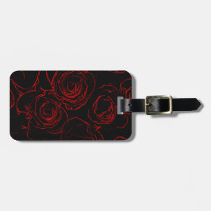 Red Roses Black Background Luggage Tag