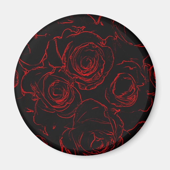 Red Roses Black Background Magnet (Front)