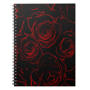 Red Roses Black Background Spiral Notebook
