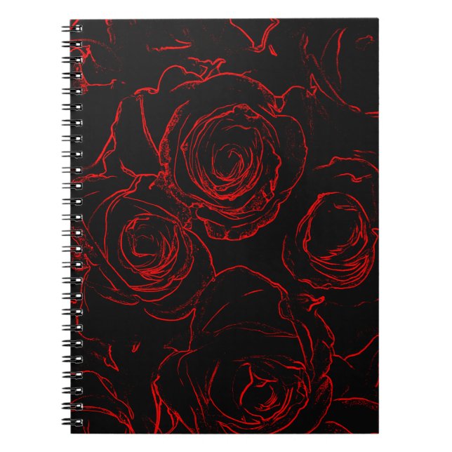 Red Roses Black Background Spiral Notebook (Front)