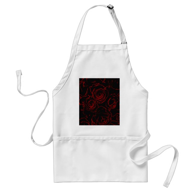 Red Roses Black Background Standard Apron (Front)
