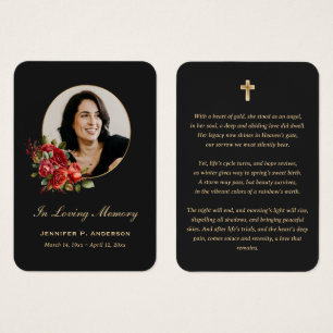 Red Roses Black Gold Memorial Cards