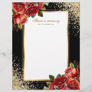 Red Roses Black Gold Photo Custom Letterhead