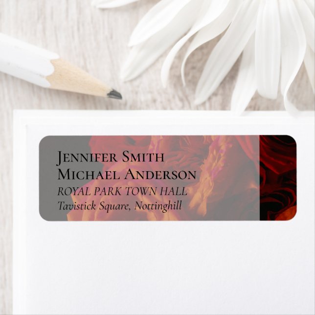 Red Roses Black Goth Floral Wedding Item Label (Insitu)