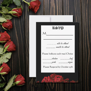 Red Roses Black Gothic RSVP Card