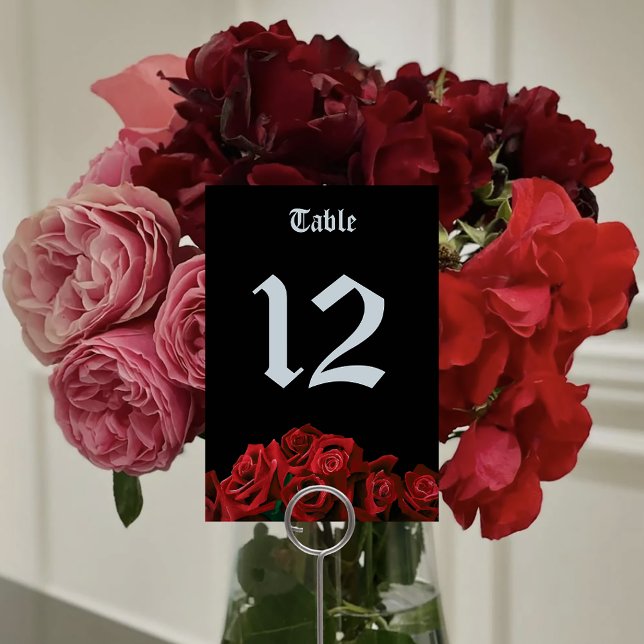 Red Roses Black Gothic Table Number (Creator Uploaded)