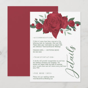 Red Roses Boho Wedding Enclosure Card