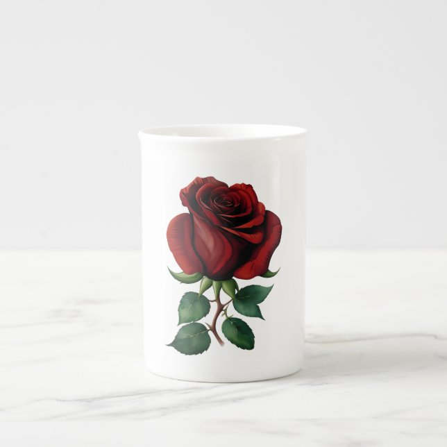 Red Roses Bone China Mug (Front)