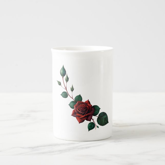 Red Roses Bone China Mug (Front)