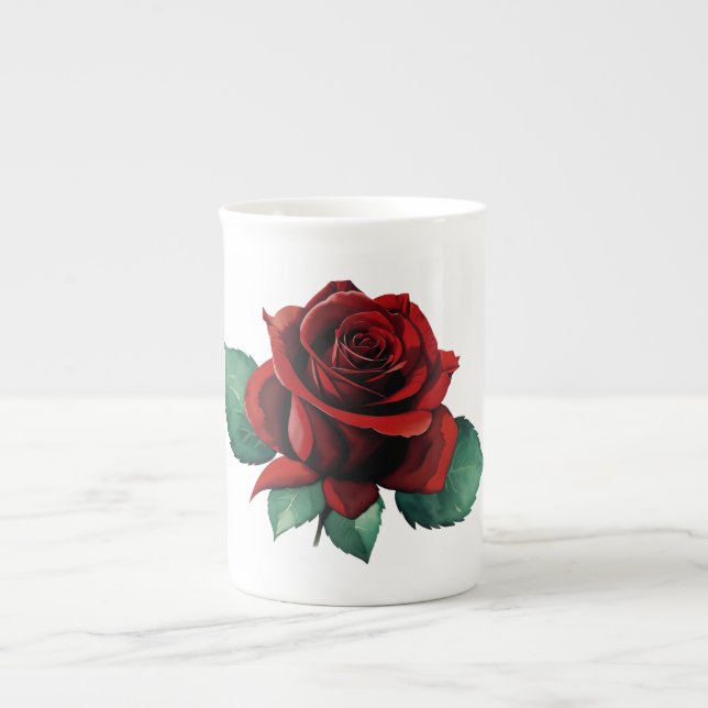 Red Roses Bone China Mug (Front)