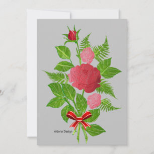 Red Roses Boquet Holiday Card