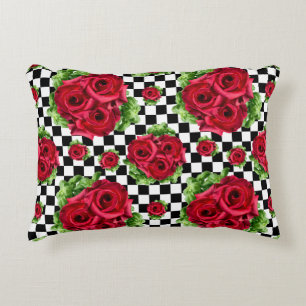 Red Roses Bouquet Floral Love Rockabilly Decorative Cushion