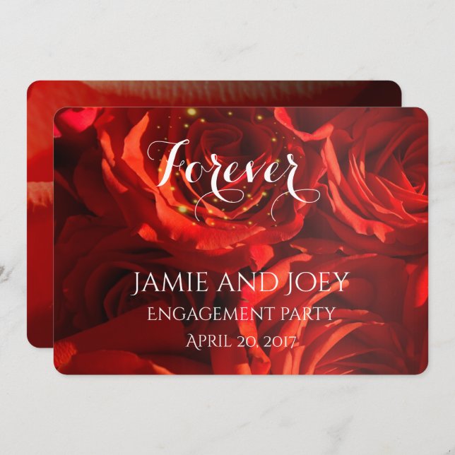 Red Roses bouquet forever invitation (Front/Back)