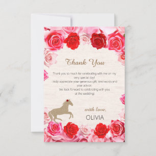 Red Roses Bridal Shower Thank You Card