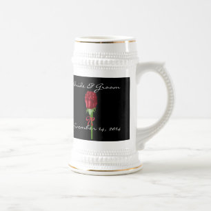 Red Roses Bride and Groom Wedding Date Stein