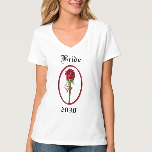 Red Roses Bride Change to Current Year T-Shirt (Front)