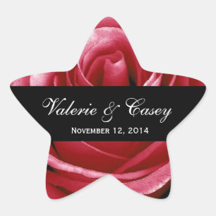 Red Roses Bride Groom Wedding Sticker V004