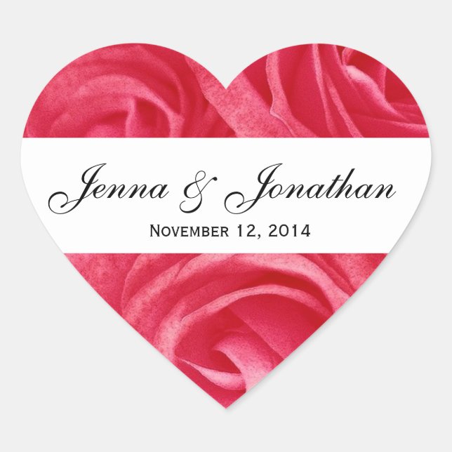 Red Roses Bride Groom Wedding Sticker V007 (Front)