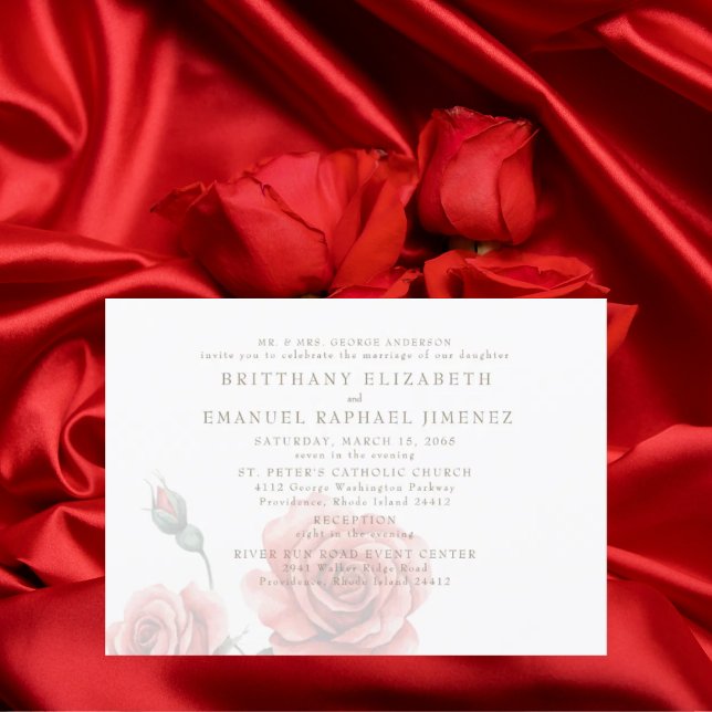 Red Roses Bride Parents 2 Venue Wedding Invitation (Creator Uploaded)