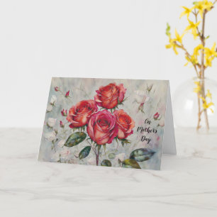 Red Roses Bunch Floral Art Vintage Mother's Day Card