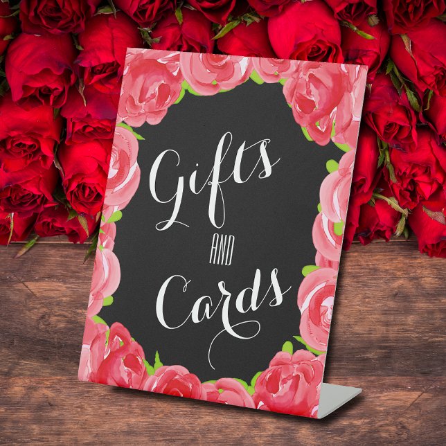 Red Roses Cards and Gifts Bridal Shower Pedestal Sign (Cards and Gifts pedestal sign for your bridal shower (more in our collection))