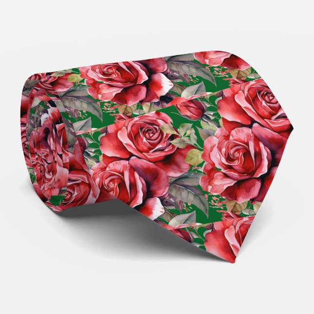 Red Roses Classic Formal Neck Tie (Rolled)