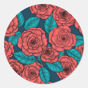 Red roses classic round sticker