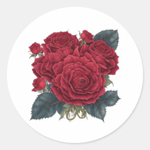 red roses classic round sticker