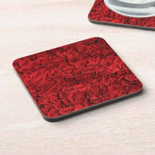 Red Roses Close Up Photo Coaster (Left Side)
