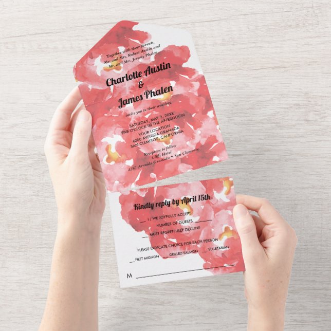 Red Roses Collage Wedding All In One Invitation (Tearaway)