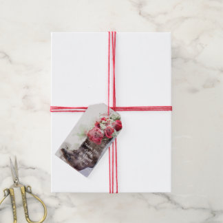 Red Roses Cowboy Boots Western Wedding Favour Tag