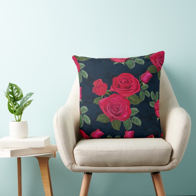 Red Roses Cushion (Beautiful Red Roses Throw Pillow!)