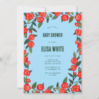 Red Roses CUSTOM QR Code BABY SHOWER