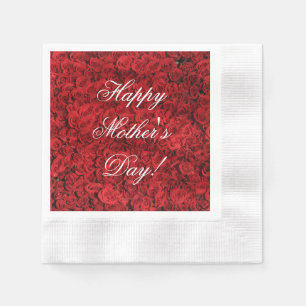 Red Roses Custom Text Happy Mother's Day Napkin