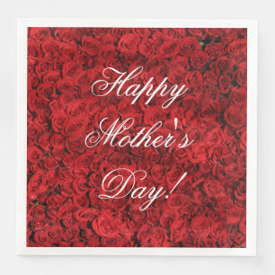 Red Roses Custom Text Happy Mother's Day Napkin