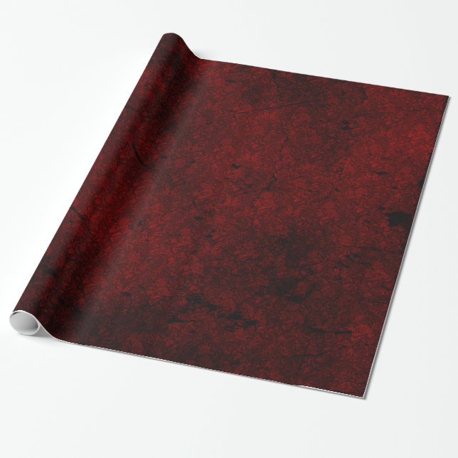 Red Roses Damask Goth Wrapping Paper (Unrolled)