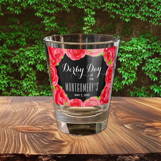Red Roses Derby Day Shot Glass (Red Roses Derby party shot glasses - great to serve at your party and/or give as party favors.)