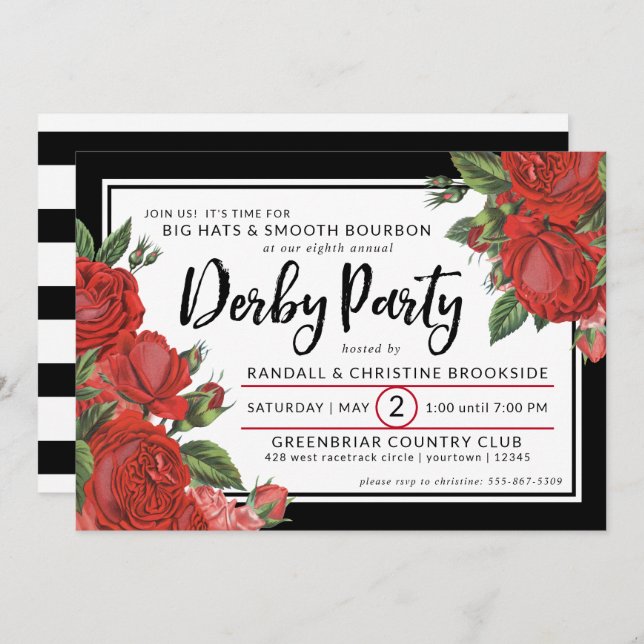 Red Roses | Derby Party Classic Invitation (Front/Back)
