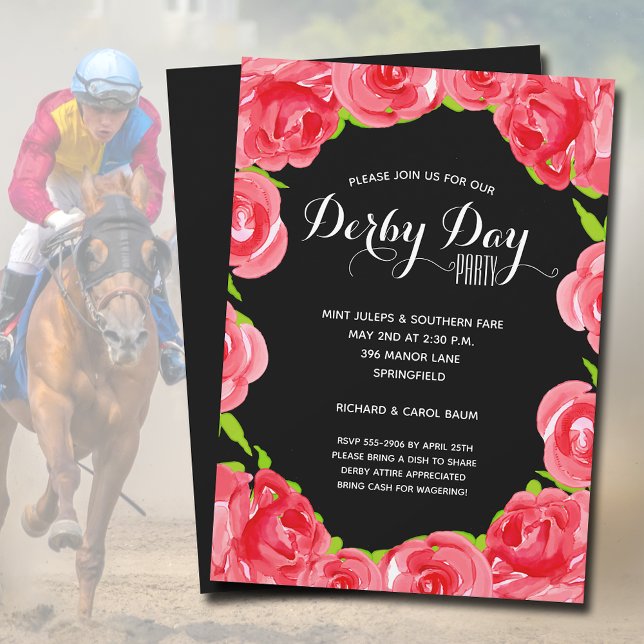 Red Roses Derby Race Party Invitation (Red Roses Derby Race Party Invitations - INSTANT DOWNLOAD and/or PRINTED )