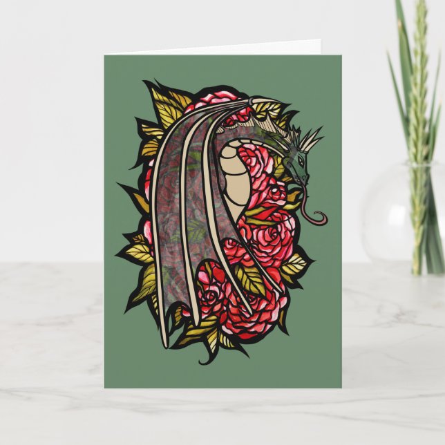 Red Roses Dragon Art                               Card (Front)